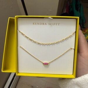 Kendra Scott Gold Necklace with Pink Stone